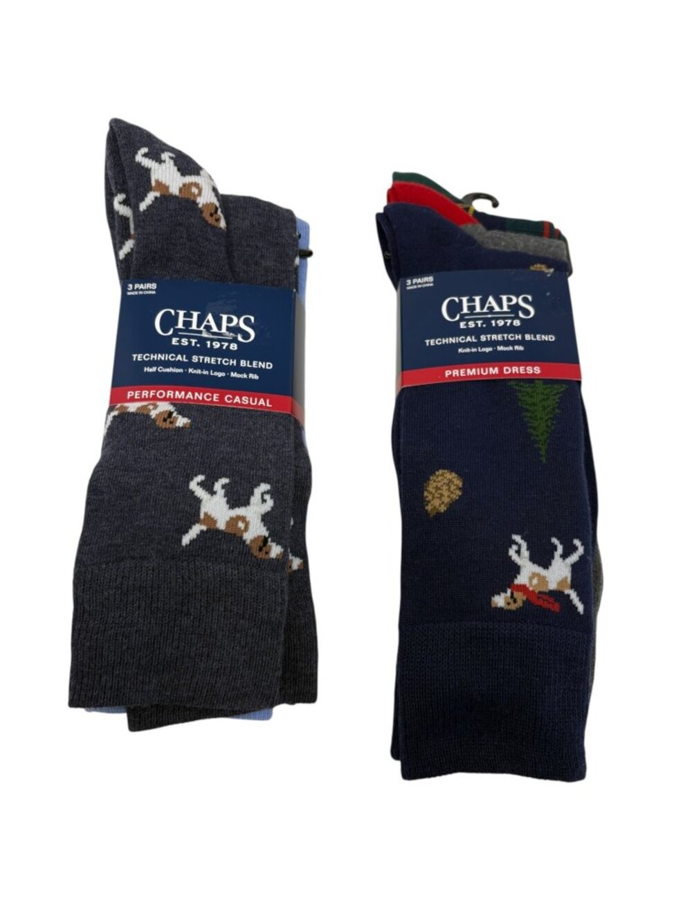Chaps Mens Socks 6 Pair Lot 10-13 Dog Outdoor Dress Performance Casual NWT